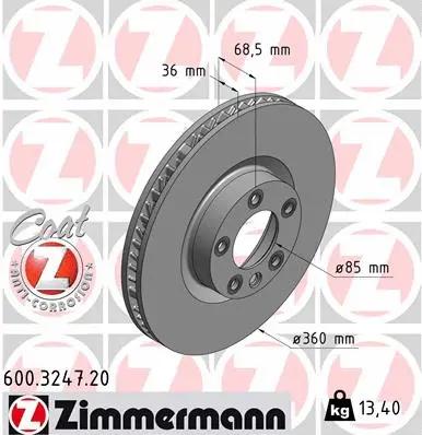 دیسک ترمز زیمرمن (ZIMMERMANN)  - 600.3247.20