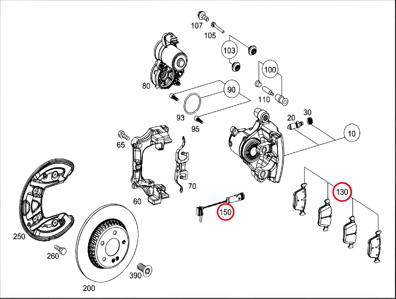 راهنمای تعویض لنت ترمز عقب مرسدس کلاس C اتاق W204 از سال 2007 تا 2014