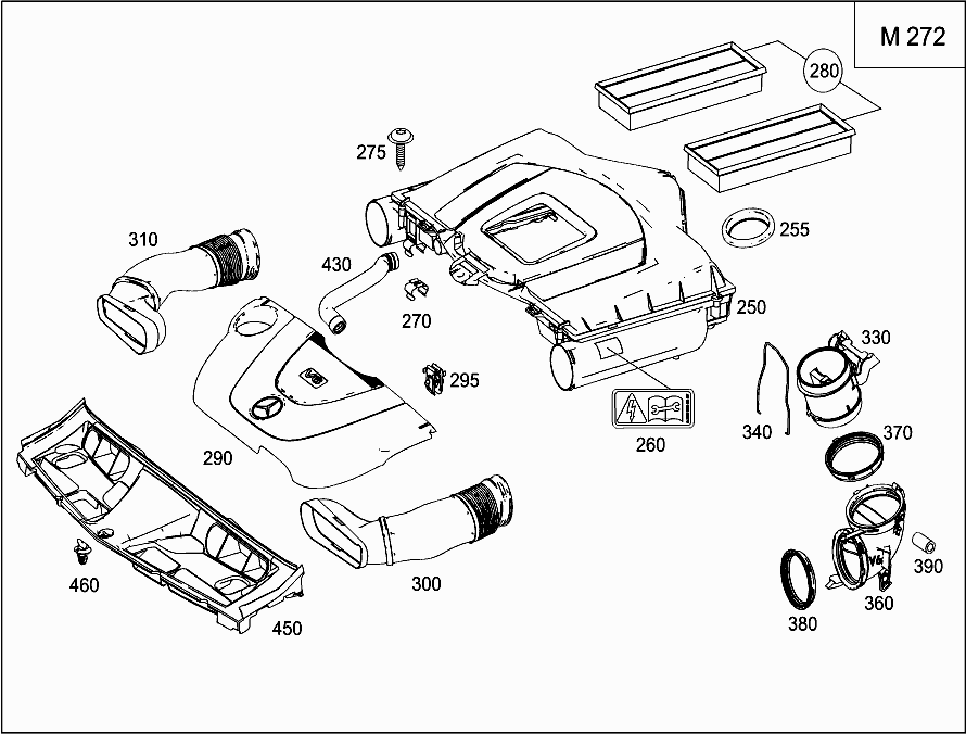 راهنمای تعویض فیلتر هوای مرسدس بنز [C350-ML350-E350-S350-CLS350-C350-SL350] موتور M272