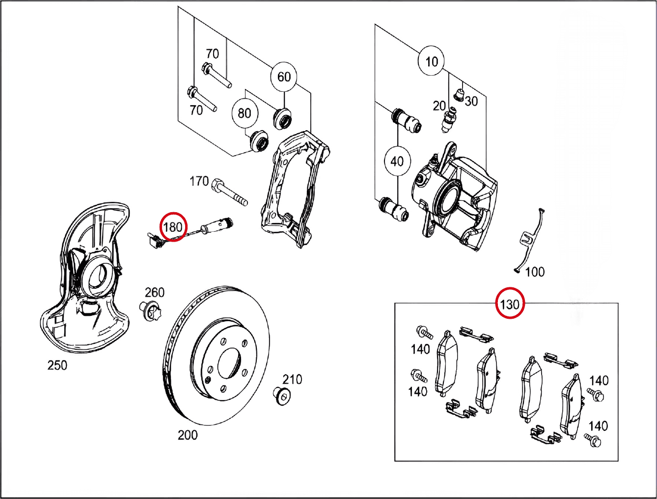 راهنمای تعویض لنت ترمز جلوی مرسدس کلاس C اتاق W204 از سال 2007 تا 2014